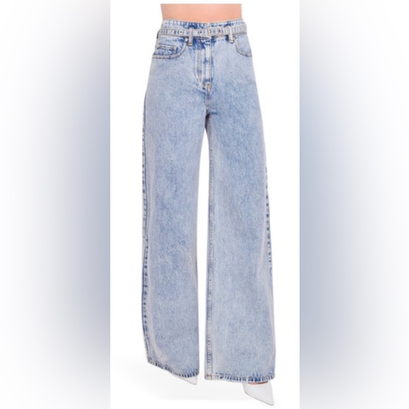 3.1 PHILLIP LIM  Denim Wide Leg Belted Jean in Malibu Blue sz 8 - Picture 2 of 3
